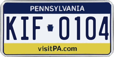 PA license plate KIF0104