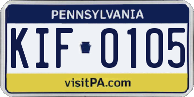 PA license plate KIF0105