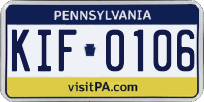 PA license plate KIF0106