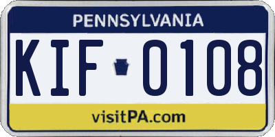 PA license plate KIF0108