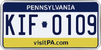 PA license plate KIF0109