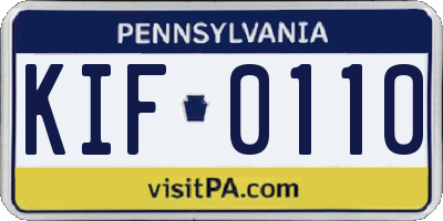 PA license plate KIF0110