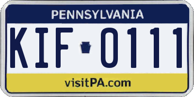 PA license plate KIF0111