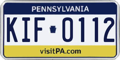 PA license plate KIF0112