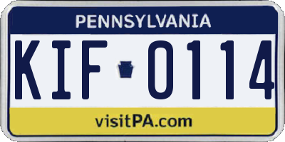 PA license plate KIF0114