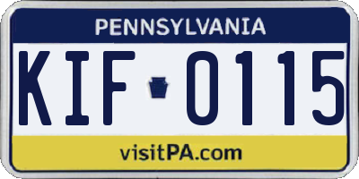 PA license plate KIF0115
