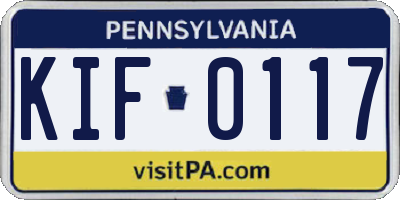 PA license plate KIF0117