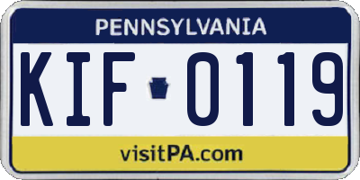PA license plate KIF0119