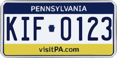 PA license plate KIF0123