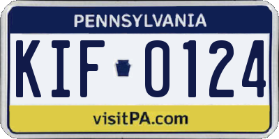 PA license plate KIF0124