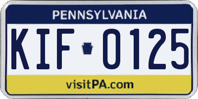 PA license plate KIF0125