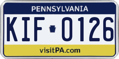 PA license plate KIF0126
