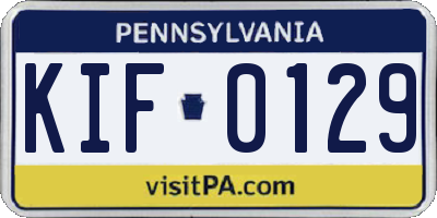 PA license plate KIF0129