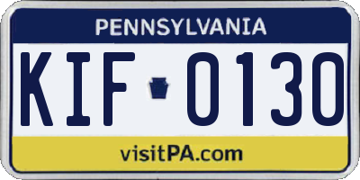 PA license plate KIF0130