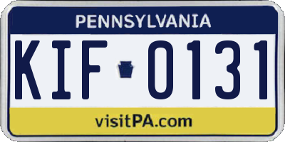 PA license plate KIF0131
