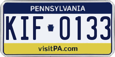 PA license plate KIF0133
