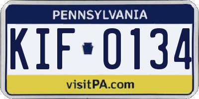 PA license plate KIF0134