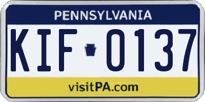 PA license plate KIF0137