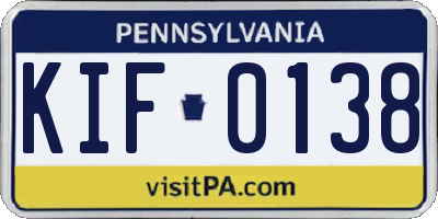 PA license plate KIF0138