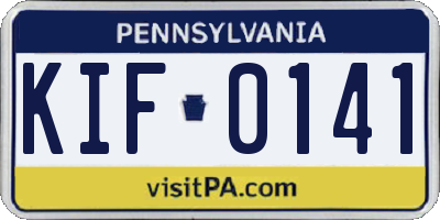 PA license plate KIF0141
