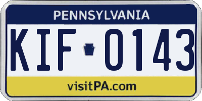 PA license plate KIF0143