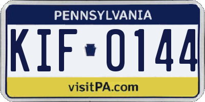PA license plate KIF0144