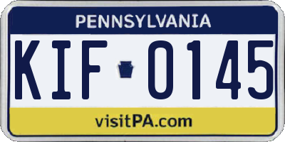 PA license plate KIF0145