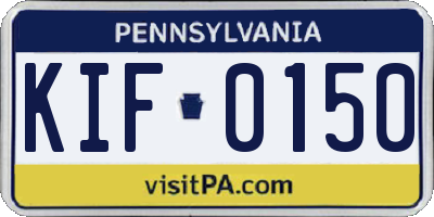 PA license plate KIF0150