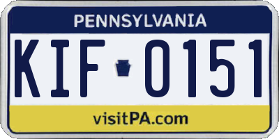 PA license plate KIF0151