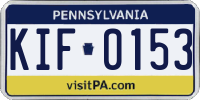 PA license plate KIF0153