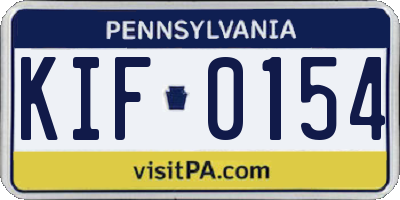 PA license plate KIF0154