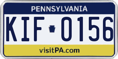 PA license plate KIF0156