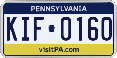 PA license plate KIF0160
