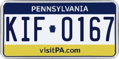 PA license plate KIF0167