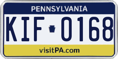 PA license plate KIF0168