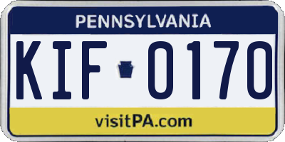 PA license plate KIF0170