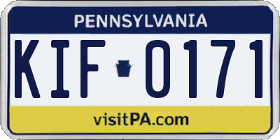 PA license plate KIF0171