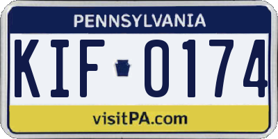 PA license plate KIF0174
