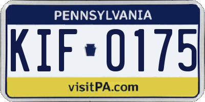 PA license plate KIF0175