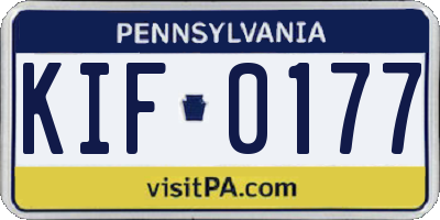 PA license plate KIF0177