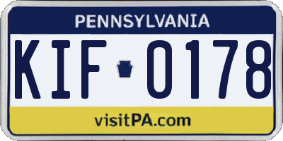 PA license plate KIF0178