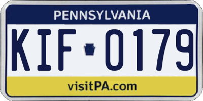 PA license plate KIF0179