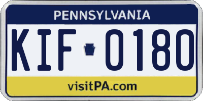 PA license plate KIF0180
