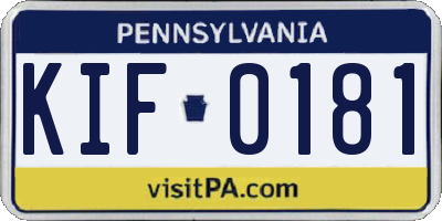 PA license plate KIF0181