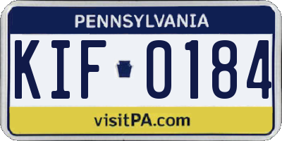 PA license plate KIF0184