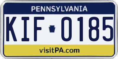 PA license plate KIF0185