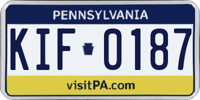 PA license plate KIF0187