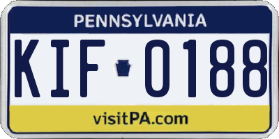 PA license plate KIF0188