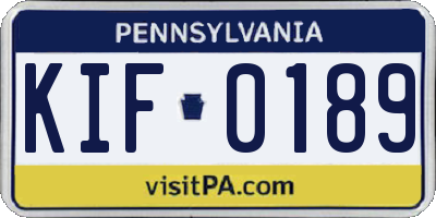 PA license plate KIF0189