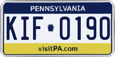PA license plate KIF0190
